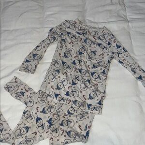 Zumbamboo BAMBOO Blue and White Snowman Kids Pajama Set sz 2t